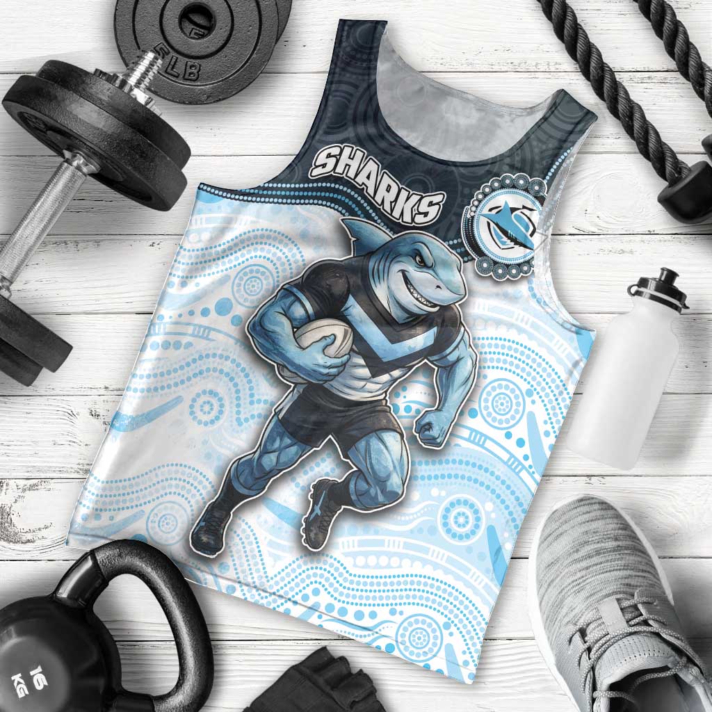 Custom Sharks Men Tank Top Fish Mascot With Aboriginal Indigenous