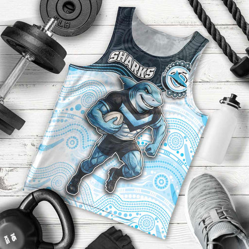 Custom Sharks Men Tank Top Fish Mascot With Aboriginal Indigenous