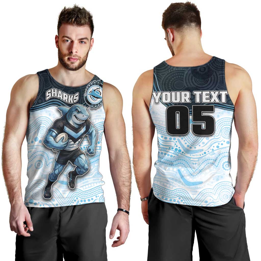 Custom Sharks Men Tank Top Fish Mascot With Aboriginal Indigenous