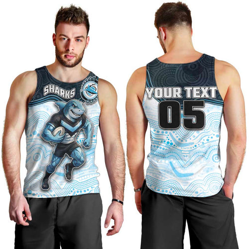 Custom Sharks Men Tank Top Fish Mascot With Aboriginal Indigenous
