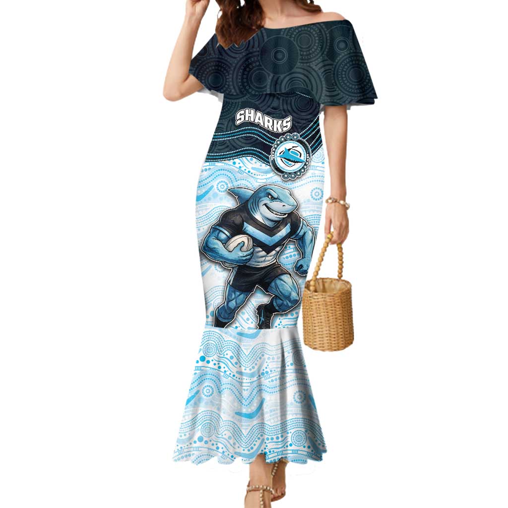 Custom Sharks Mermaid Dress Fish Mascot With Aboriginal Indigenous
