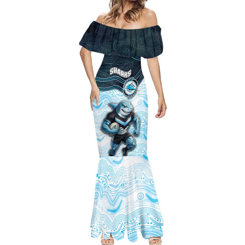 Custom Sharks Mermaid Dress Fish Mascot With Aboriginal Indigenous