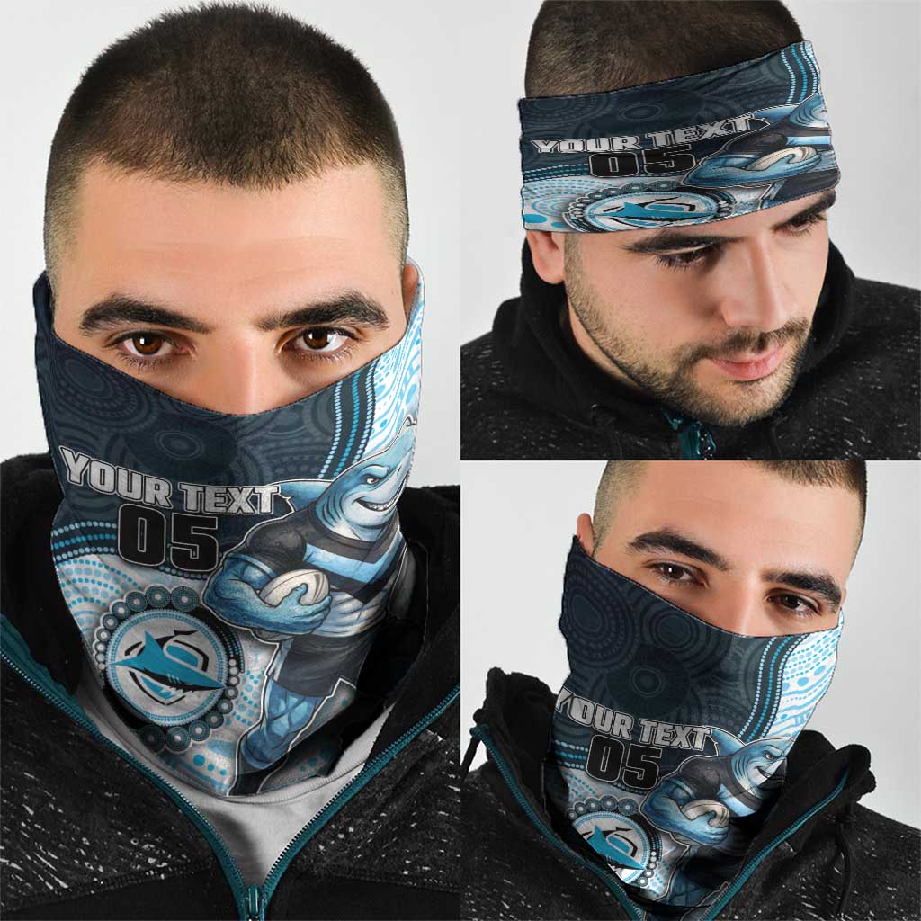 Custom Sharks Neck Gaiter Fish Mascot With Aboriginal Indigenous