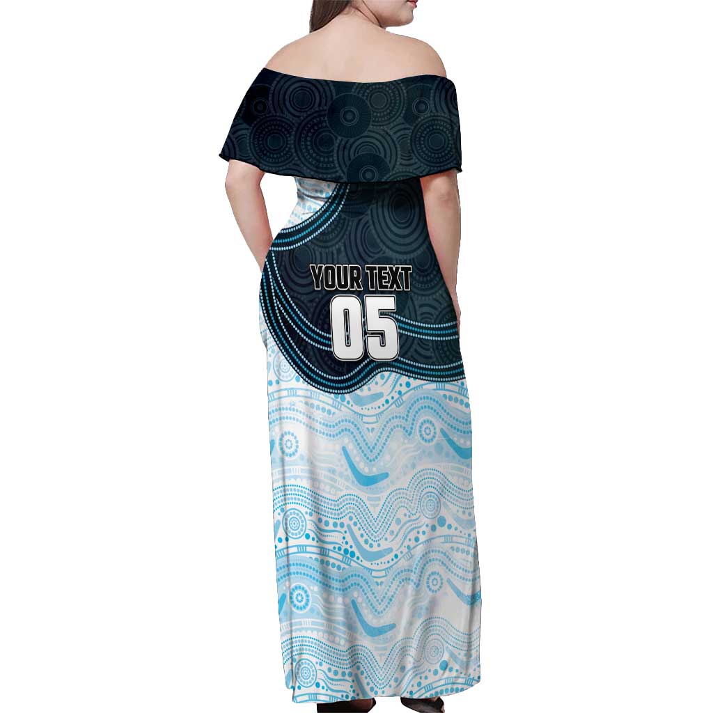 Custom Sharks Off Shoulder Maxi Dress Fish Mascot With Aboriginal Indigenous