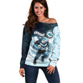 Custom Sharks Off Shoulder Sweater Fish Mascot With Aboriginal Indigenous