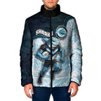 Custom Sharks Padded Jacket Fish Mascot With Aboriginal Indigenous