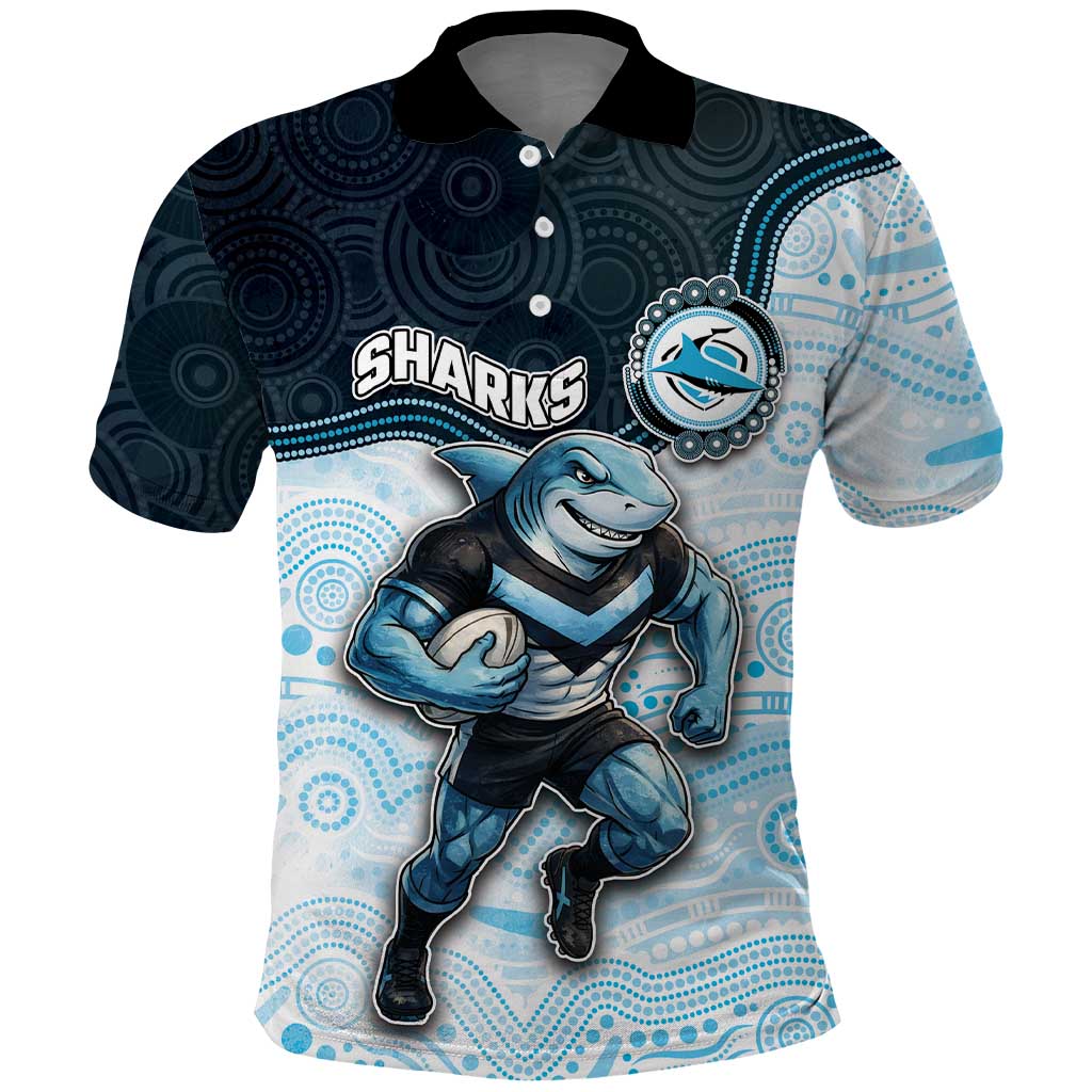 Custom Sharks Polo Shirt Fish Mascot With Aboriginal Indigenous