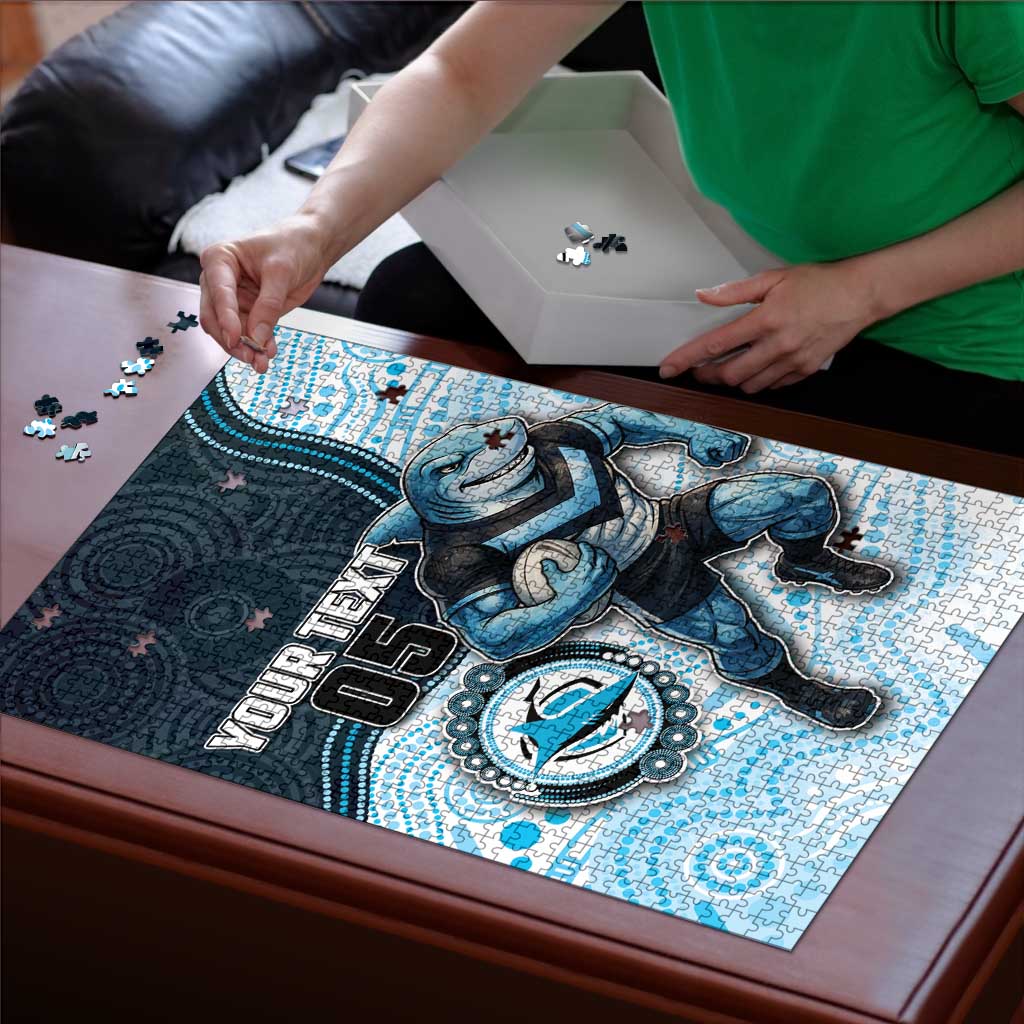 Custom Sharks Puzzle Fish Mascot With Aboriginal Indigenous
