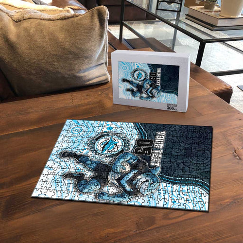 Custom Sharks Puzzle Fish Mascot With Aboriginal Indigenous