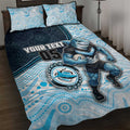 Custom Sharks Quilt Bed Set Fish Mascot With Aboriginal Indigenous