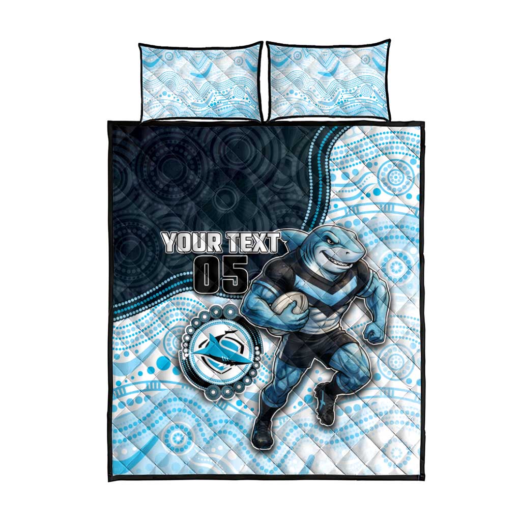 Custom Sharks Quilt Bed Set Fish Mascot With Aboriginal Indigenous