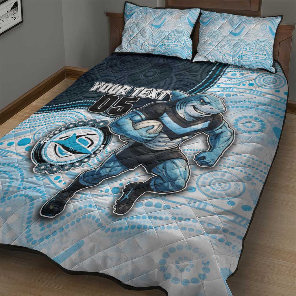 Custom Sharks Quilt Bed Set Fish Mascot With Aboriginal Indigenous