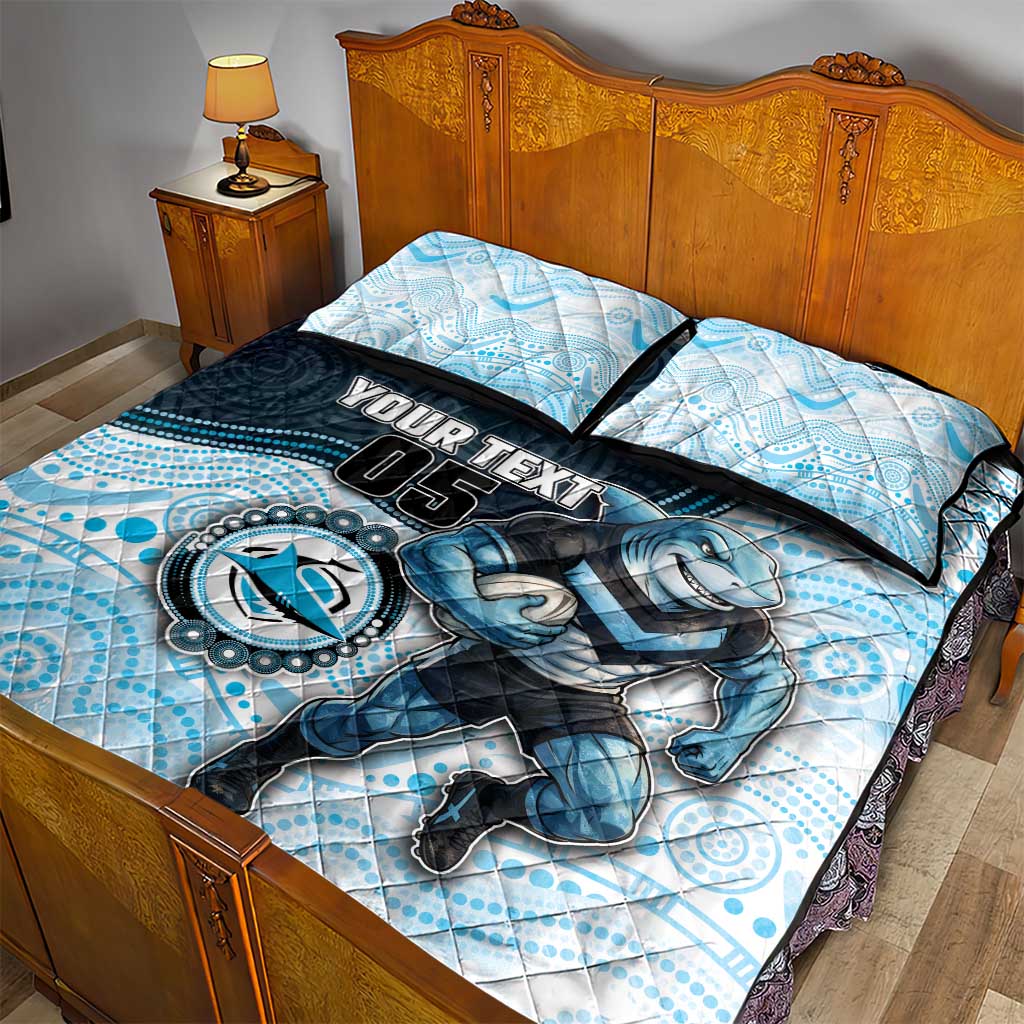 Custom Sharks Quilt Bed Set Fish Mascot With Aboriginal Indigenous