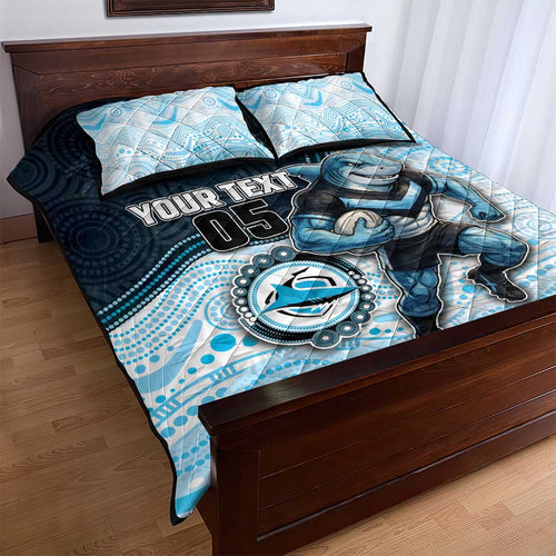 Custom Sharks Quilt Bed Set Fish Mascot With Aboriginal Indigenous