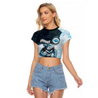 Custom Sharks Raglan Cropped T Shirt Fish Mascot With Aboriginal Indigenous