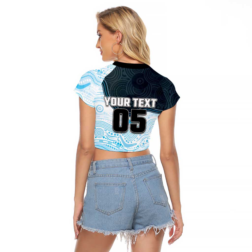 Custom Sharks Raglan Cropped T Shirt Fish Mascot With Aboriginal Indigenous