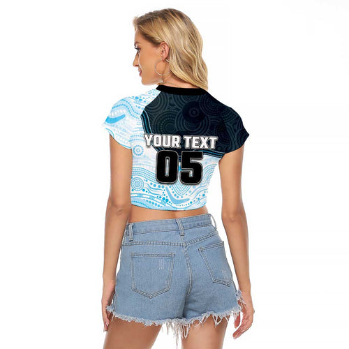 Custom Sharks Raglan Cropped T Shirt Fish Mascot With Aboriginal Indigenous