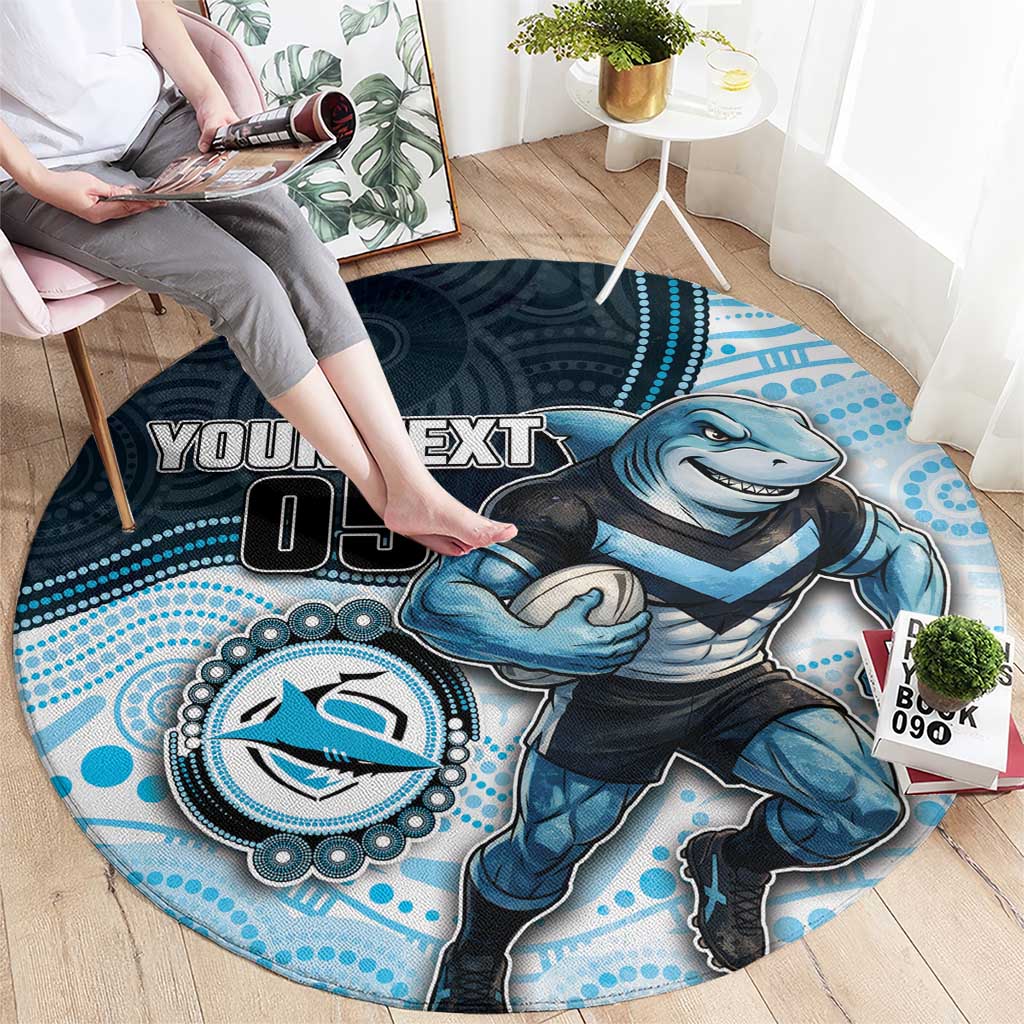 Custom Sharks Round Carpet Fish Mascot With Aboriginal Indigenous