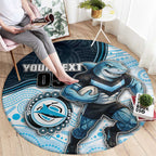 Custom Sharks Round Carpet Fish Mascot With Aboriginal Indigenous