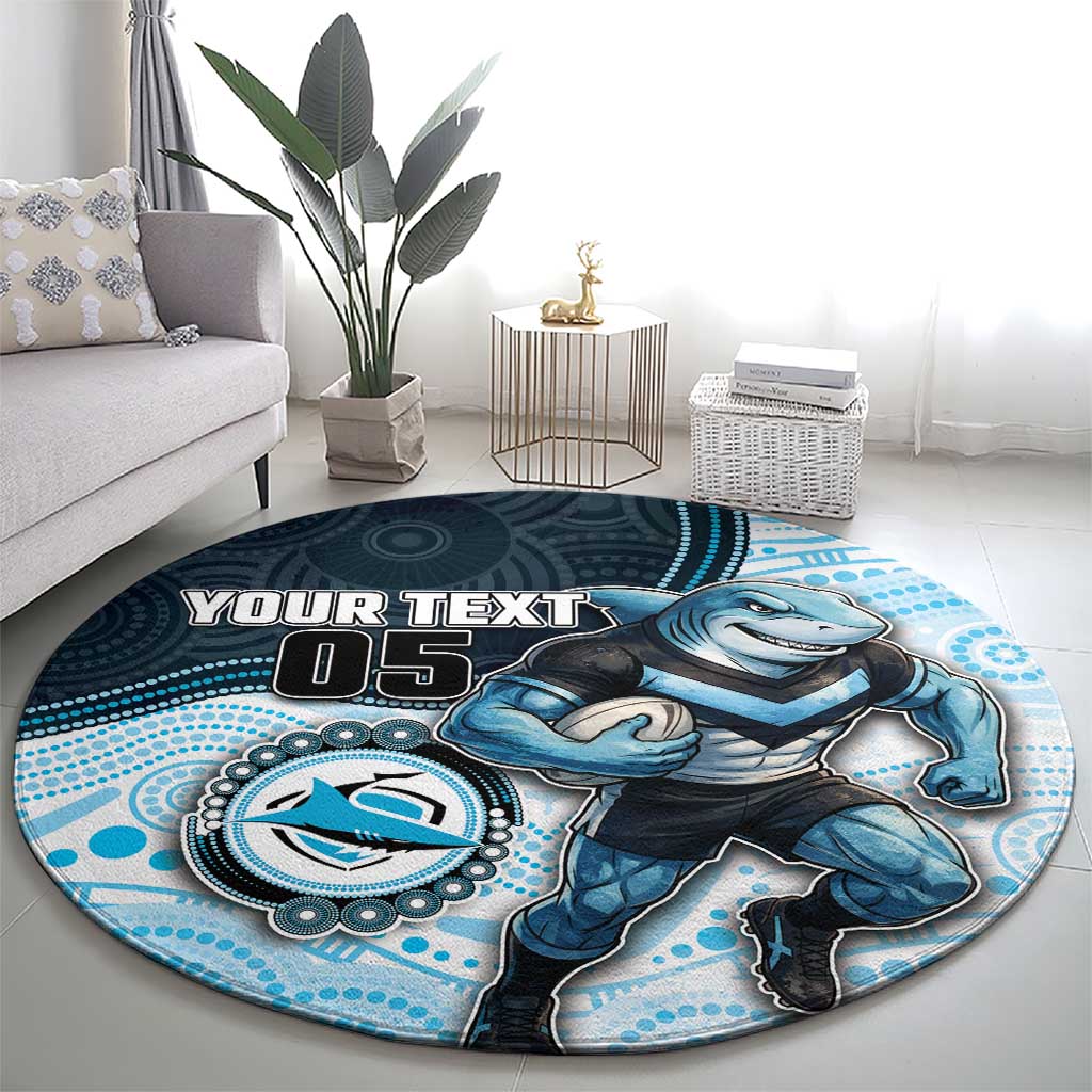 Custom Sharks Round Carpet Fish Mascot With Aboriginal Indigenous