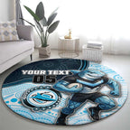 Custom Sharks Round Carpet Fish Mascot With Aboriginal Indigenous