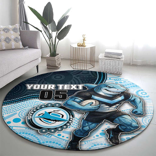 Custom Sharks Round Carpet Fish Mascot With Aboriginal Indigenous