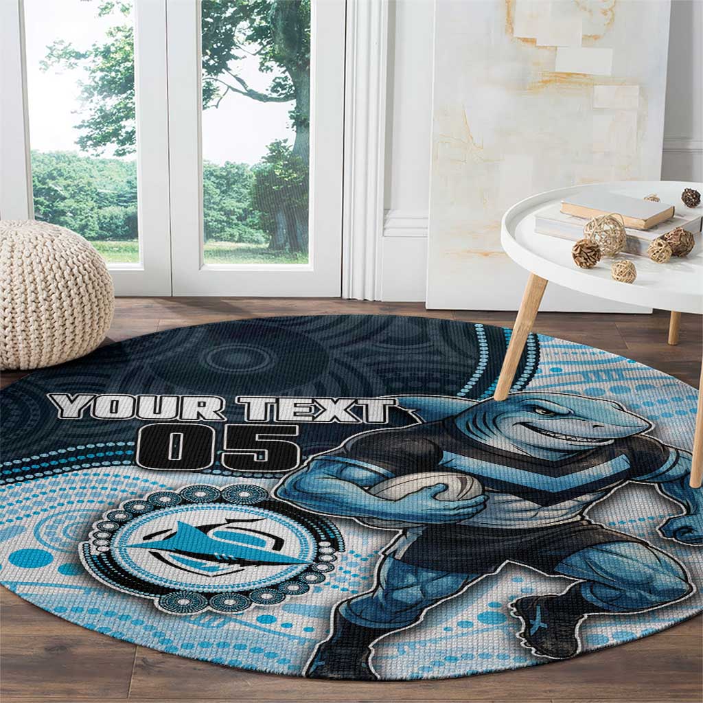 Custom Sharks Round Carpet Fish Mascot With Aboriginal Indigenous