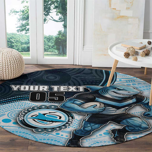 Custom Sharks Round Carpet Fish Mascot With Aboriginal Indigenous