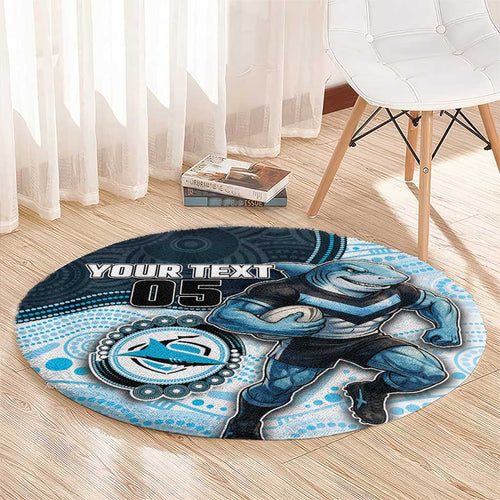 Custom Sharks Round Carpet Fish Mascot With Aboriginal Indigenous