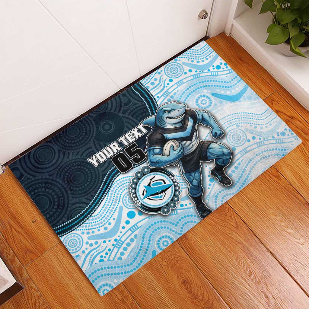 Custom Sharks Rubber Doormat Fish Mascot With Aboriginal Indigenous