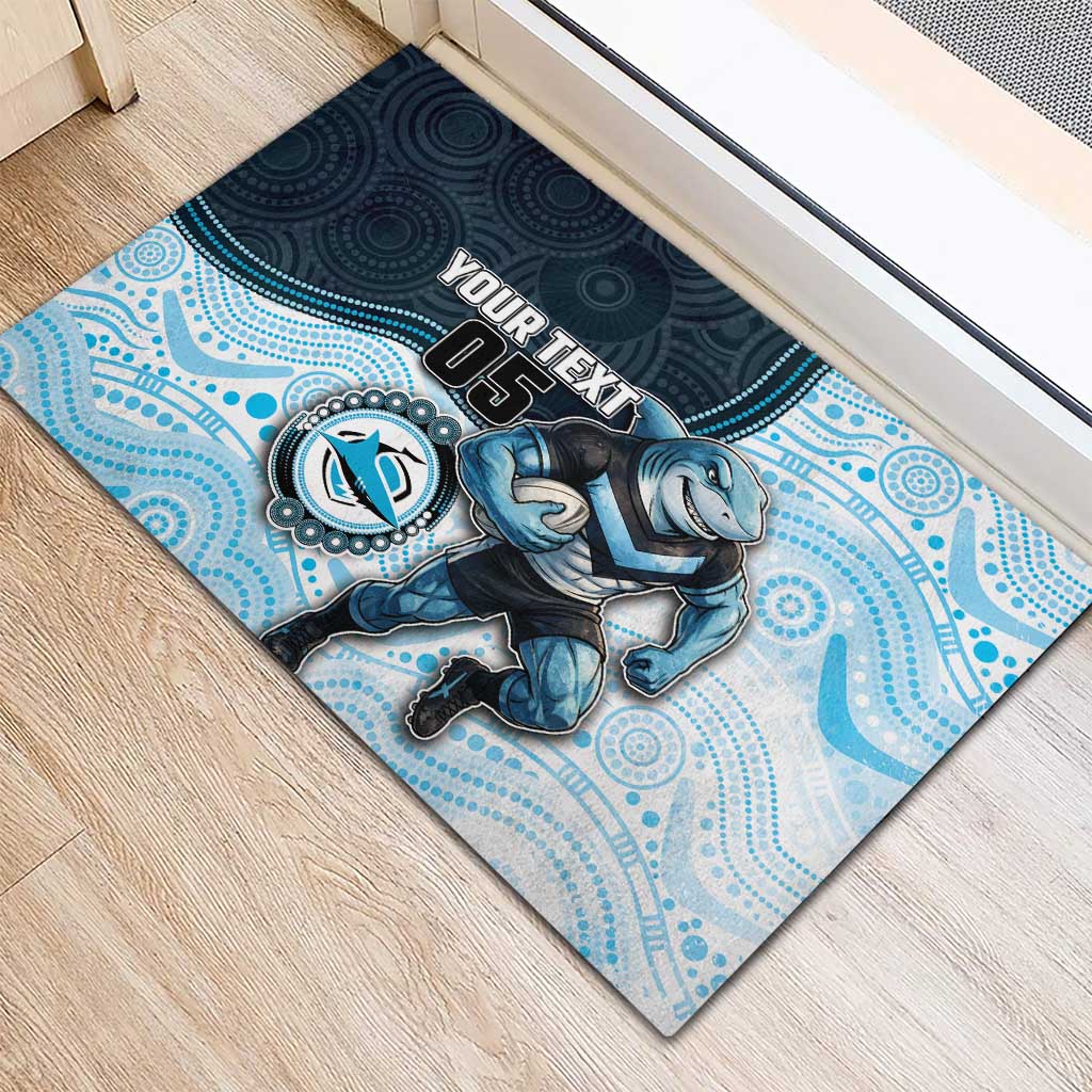 Custom Sharks Rubber Doormat Fish Mascot With Aboriginal Indigenous