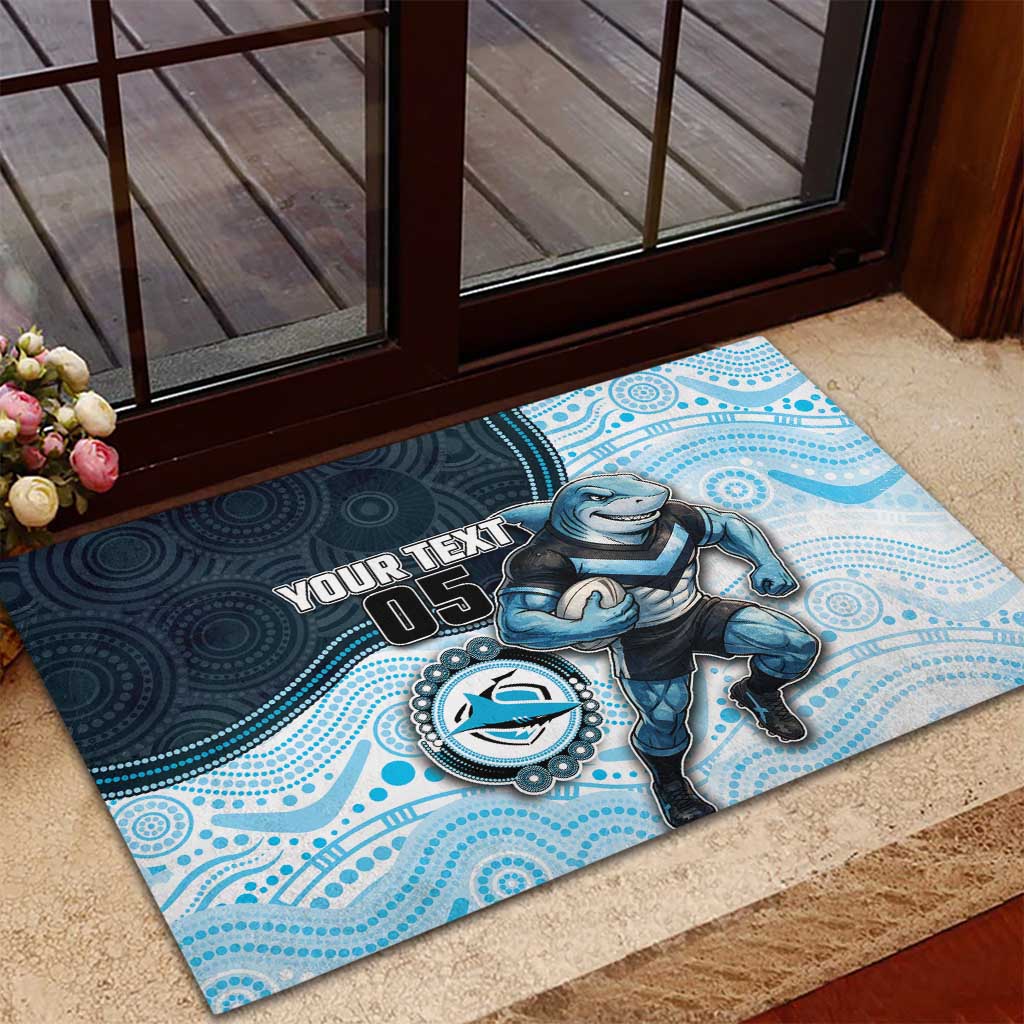 Custom Sharks Rubber Doormat Fish Mascot With Aboriginal Indigenous