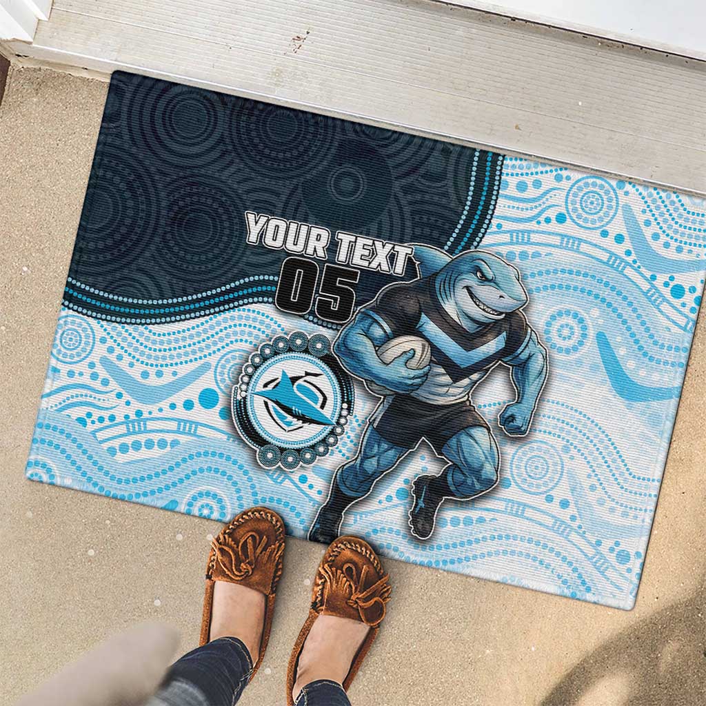 Custom Sharks Rubber Doormat Fish Mascot With Aboriginal Indigenous
