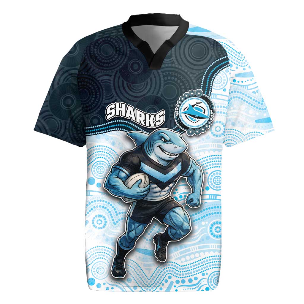 Custom Sharks Rugby Jersey Fish Mascot With Aboriginal Indigenous