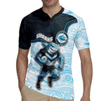 Custom Sharks Rugby Jersey Fish Mascot With Aboriginal Indigenous