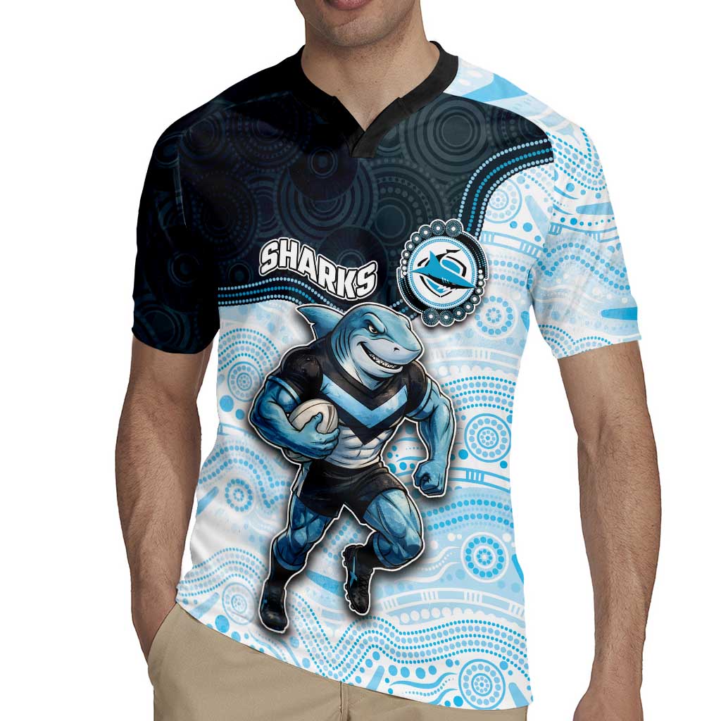 Custom Sharks Rugby Jersey Fish Mascot With Aboriginal Indigenous