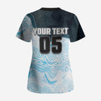 Custom Sharks Scrub Top Fish Mascot With Aboriginal Indigenous