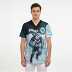 Custom Sharks Scrub Top Fish Mascot With Aboriginal Indigenous