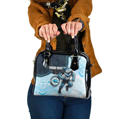 Custom Sharks Shoulder Handbag Fish Mascot With Aboriginal Indigenous