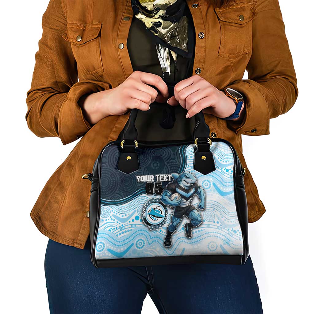 Custom Sharks Shoulder Handbag Fish Mascot With Aboriginal Indigenous