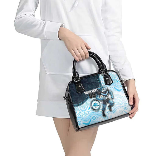 Custom Sharks Shoulder Handbag Fish Mascot With Aboriginal Indigenous