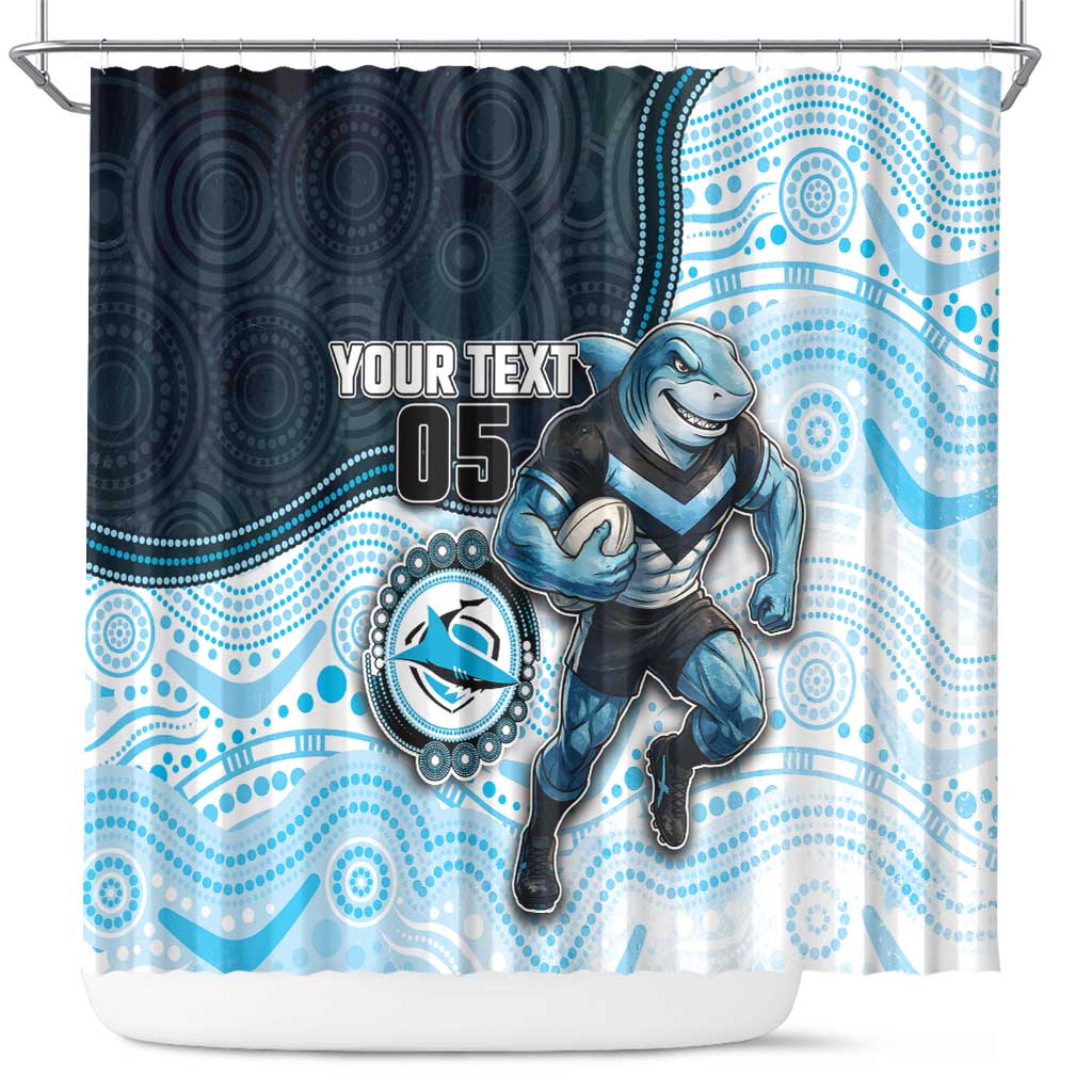 Custom Sharks Shower Curtain Fish Mascot With Aboriginal Indigenous