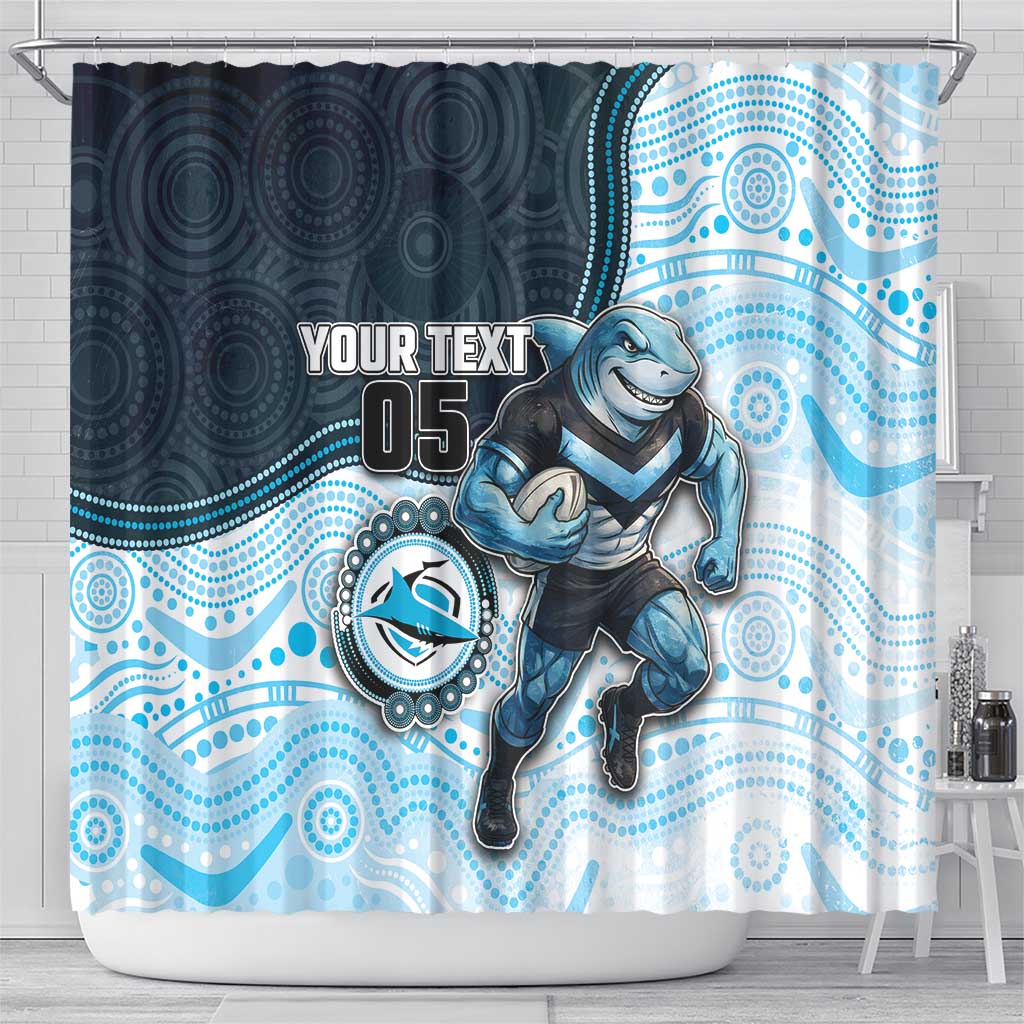 Custom Sharks Shower Curtain Fish Mascot With Aboriginal Indigenous