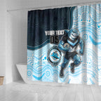 Custom Sharks Shower Curtain Fish Mascot With Aboriginal Indigenous
