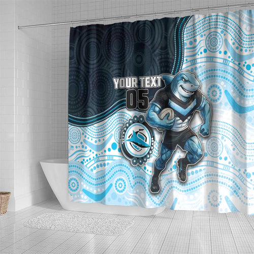 Custom Sharks Shower Curtain Fish Mascot With Aboriginal Indigenous