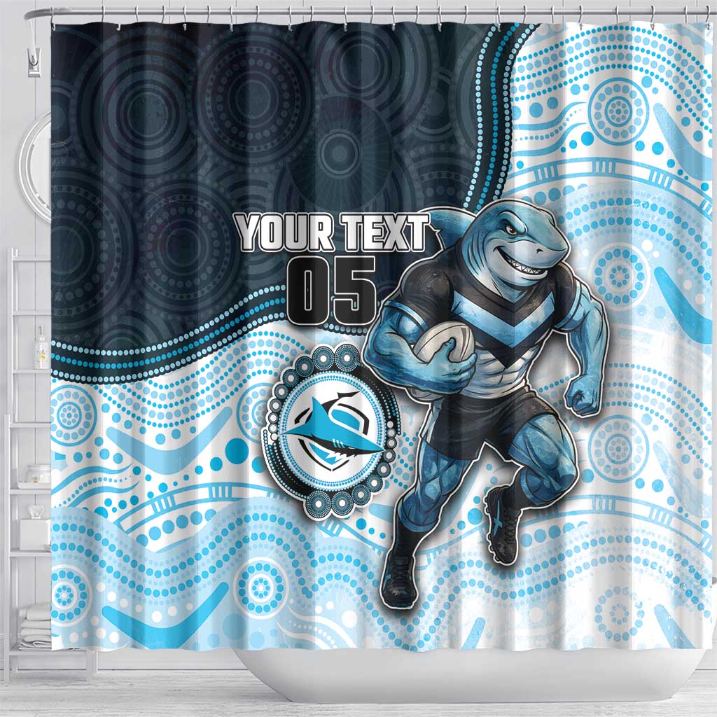 Custom Sharks Shower Curtain Fish Mascot With Aboriginal Indigenous