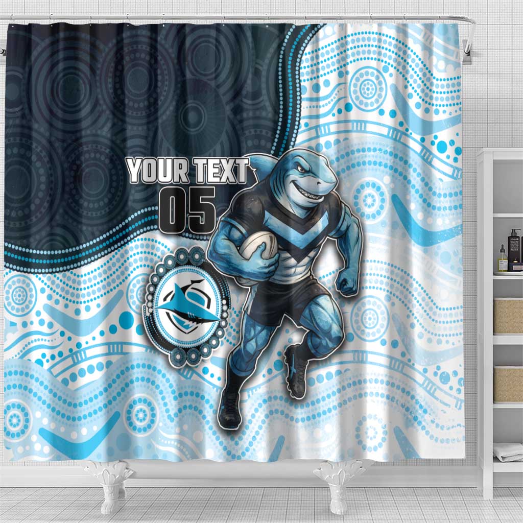 Custom Sharks Shower Curtain Fish Mascot With Aboriginal Indigenous
