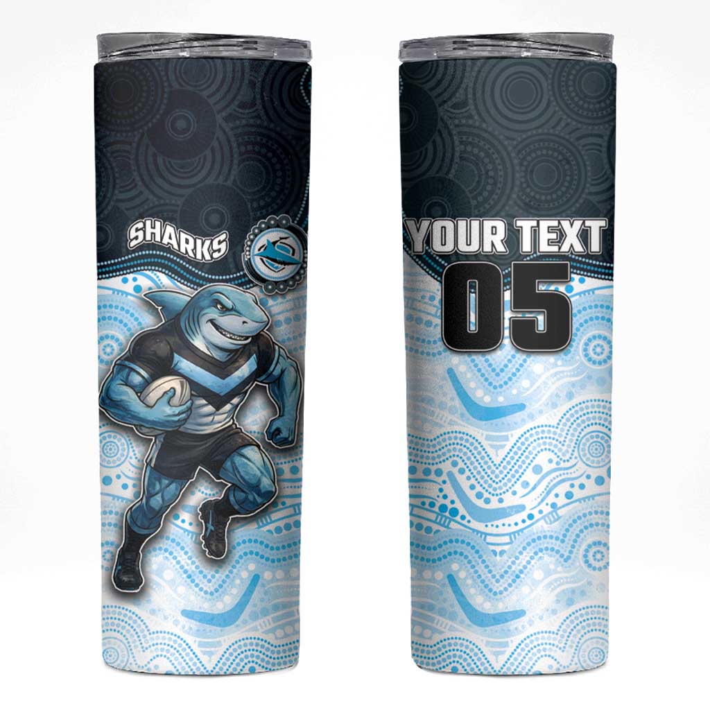 Custom Sharks Skinny Tumbler Fish Mascot With Aboriginal Indigenous