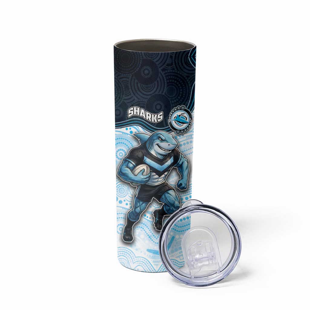 Custom Sharks Skinny Tumbler Fish Mascot With Aboriginal Indigenous