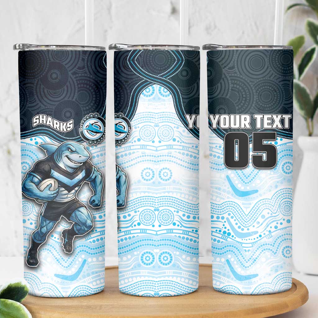 Custom Sharks Skinny Tumbler Fish Mascot With Aboriginal Indigenous